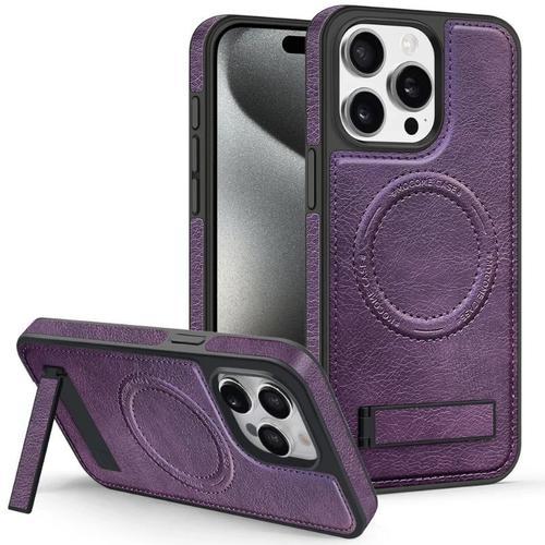 Coque En Cuir Avec Magsafe Et Support Pour Iphone 15 Pro Max De Vin on Productcaster.