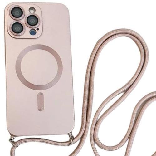 Coque Magsafe Avec Cordon Crossbody Pour Iphone 14 Pro Max Rose on Productcaster.