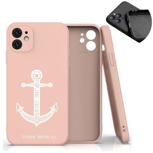 Coque Rose Iphone 12 12 Pro Ancre Aztec Blanc Personnalisee on Productcaster.