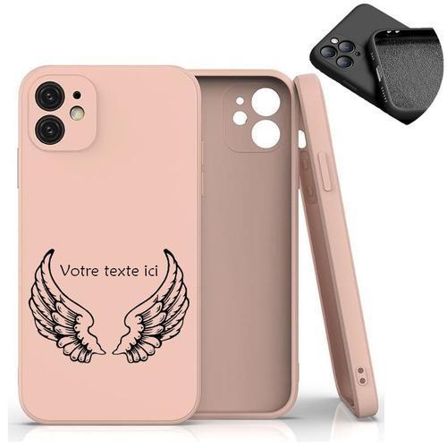 Coque Rose Iphone 12 Mini Aile Noir Plume Personnalisee on Productcaster.