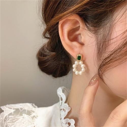 Boucles D'oreilles Coréennes En Perles De Cercle Pour Femmes, Boucl... on Productcaster.