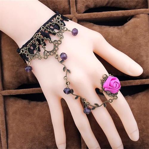 Bracelet En Dentelle Lolita Rétro Pour Femme, Fleur, Bracelets En C... on Productcaster.