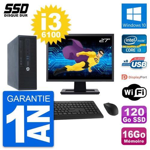 PC HP ProDesk 400 G3 SFF Ecran 27" i3-6100 RAM 16Go SSD 120Go Windo... (Reconditionné) on Productcaster.