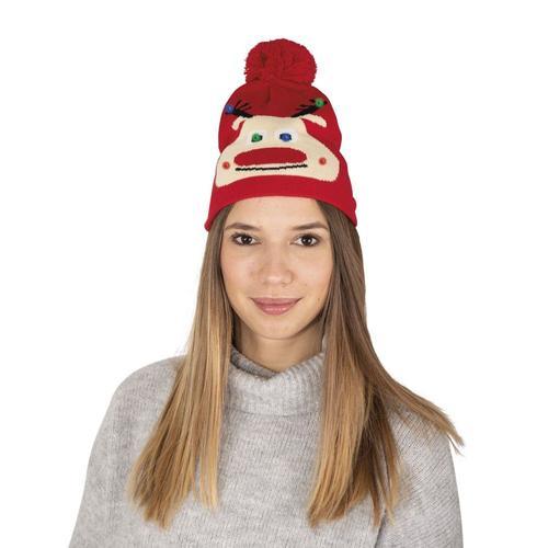 Bonnet Lumineux Noël Rouge Renne Rudolphe Adulte on Productcaster.