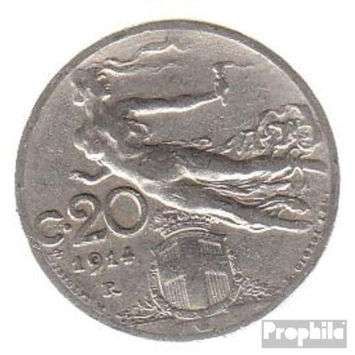 Italie Km-No. : 44 1914 Très Déjà Nickel 1914 20 Centesimi Tête Ave... on Productcaster.