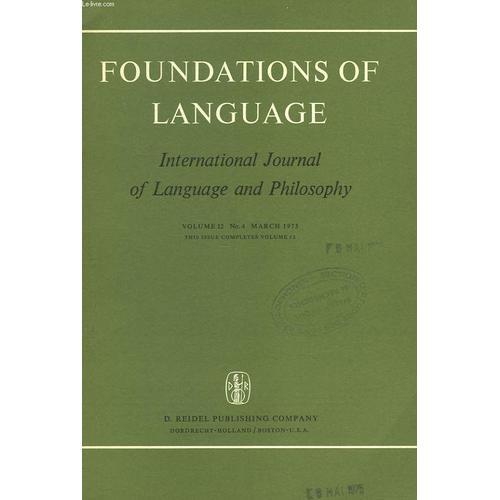 Foundations Of Language. International Journal Of Language And Phil... on Productcaster.