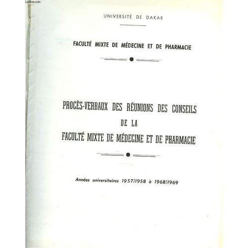 Proces Verbaux Des Reunions Des Conseils De La Faculte Mixte De Med... on Productcaster.