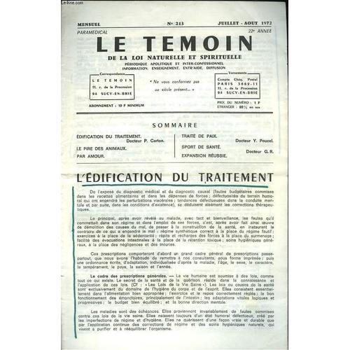 Le Temoin Des Lois Naturelles Et Spirituelles N°213. Juillet-Août 1... on Productcaster.