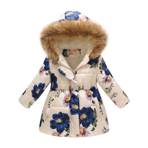 Parka Fille De Marque Multicolore Imprimé Épaissir À Capuche De Man... on Productcaster.