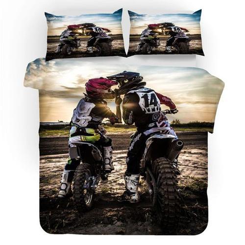 Moto Parure De Couette De Marque:1 Housse De Couette + Taies D'orei... on Productcaster.