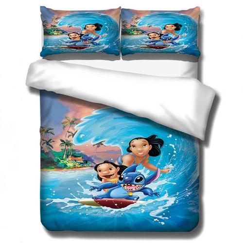 Lilo & Stitch Parure De Lit De Marque :1 Housse De Couette + Taies ... on Productcaster.