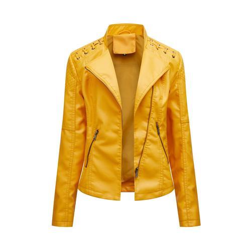 Veste Pu Cuir Femme De Marque Luxe Uni En Slim Blouson Femmes Moto ... on Productcaster.