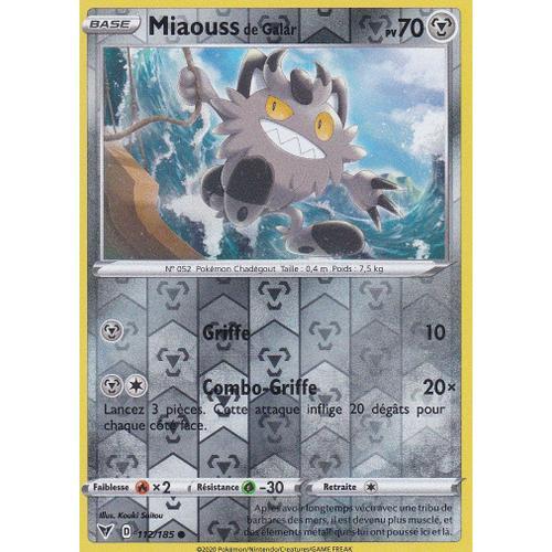 Carte Pokemon - Miaouss De Galar - 112/185 - Reverse - Épée Et Bouc... on Productcaster.