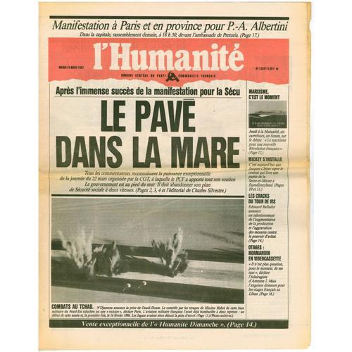 L'humanité N° 13247 Du 24/03/1987 - Le Pavé Dans La Mare on Productcaster.