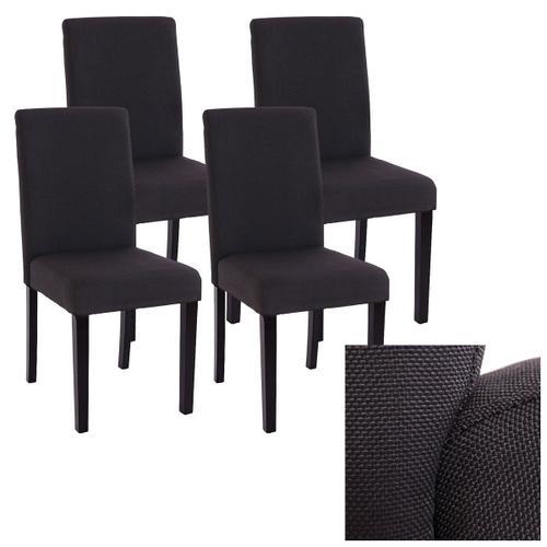 Lot De 4 Chaises De Séjour Littau Tissu Noir Gris, Pieds Foncés on Productcaster.