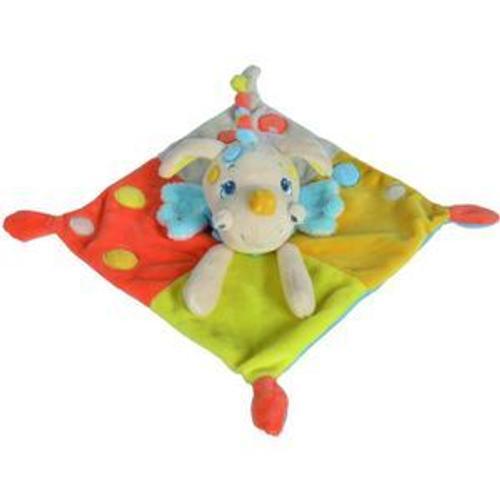 Doudou Plat Nicotoy Dragon Chien Funny Baron Orange Bleu Jaune Pelu... on Productcaster.