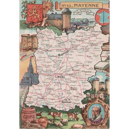 Ancienne Carte Géographique De La Mayenne on Productcaster.