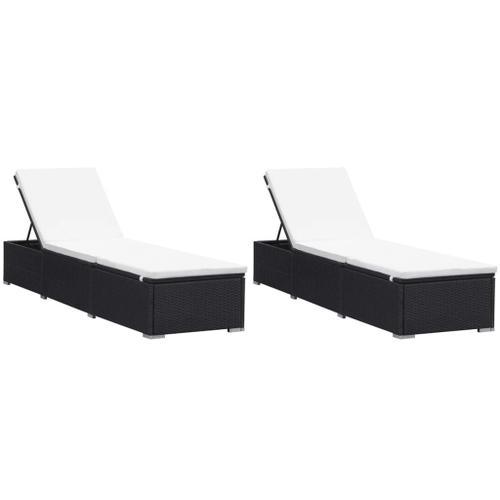 Vidaxl Chaises Longues Avec Coussins 2 Pcs Résine Tressée Noir on Productcaster.