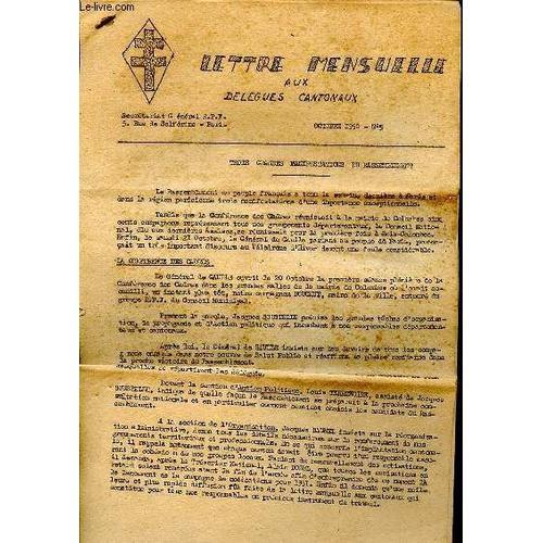 Lettre Mensuelle Aux Délégués Cantonaux Octobre 1950 N°5 on Productcaster.