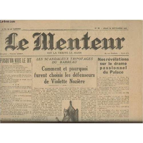 Le Menteur N°26- Jeudi 28 Septembrte 1933-Sommaire: Les Scadaleux T... on Productcaster.