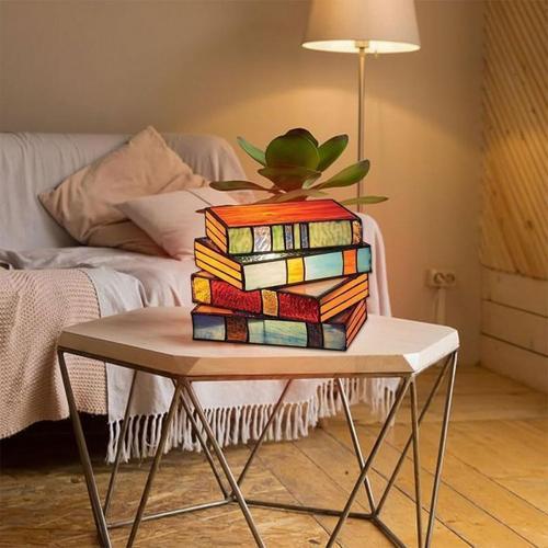 Lampe de livres empilés tachés, lumières de livres empilées colorée... on Productcaster.