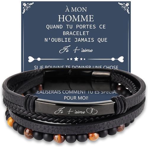 Noir-Amour Merclix Idee Cadeau Homme Bracelet Homme Cadeau Annivers... on Productcaster.