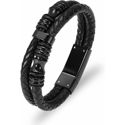 Noir 20 Cm. Bracelet Urne Funéraire En Cuir Tressé Pour Cendres - P... on Productcaster.