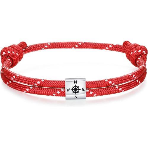 Rouge J.Endéar Bracelet Boussole Paracorde Nautique Pour Homme, Bra... on Productcaster.