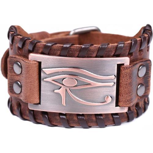 Laiton Rouge Antique, Marron Bracelet Manchette En Cuir ¿Il D'horus... on Productcaster.