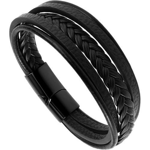 Bracelet En Cuir Tressé En Acier Inoxydable Bracelets Homme Avec Br... on Productcaster.