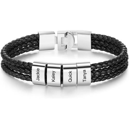 4 Nom Bracelet Homme Personnalisé Avec Gravure 1-8 Nom Bracelet En ... on Productcaster.