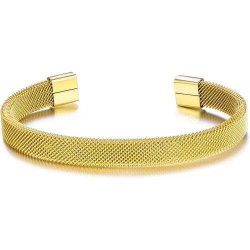 Bracelet Manchette En Maille D'acier Plaqué Or Pour Homme on Productcaster.