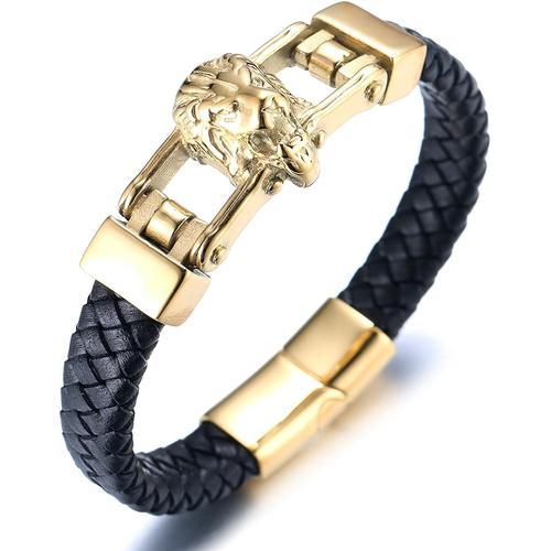 Bracelet En Or Pour Homme, Plaqué Solide Or 24 Carats Titane Acier ... on Productcaster.