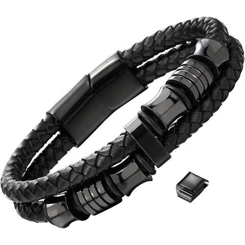 Noir-20.5cm Bracelet Homme Papa Cadeau Fête Des Pères Bracelet Cuir... on Productcaster.