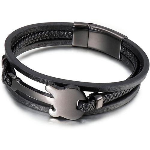 Le Noir Bracelet Tissé Homme, Bracelets Pour Homme Cuir Bracelet Ac... on Productcaster.