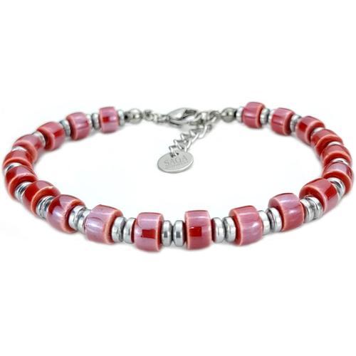 Bordeaux Bracelet Unisexe En Acier Perles Pépites on Productcaster.