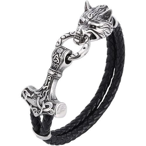 Bracelet Mjolnir De Marteau Thor Tête Loup Pour Hommes, Mythe Nordi... on Productcaster.