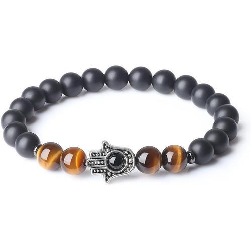 16-18cm(M) Bracelet Onyx ?Il De Tigre Main De Fatma Homme Femme on Productcaster.