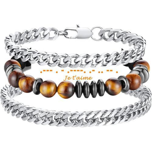 Cadeau Homme Bracelet En Cuir - Idee Cadeau Anniversaire Homme - Br... on Productcaster.