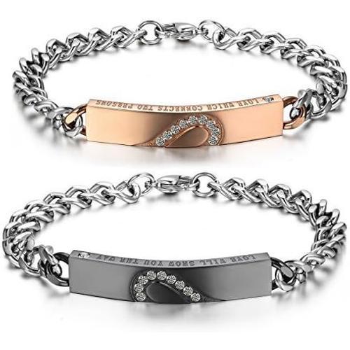 Noir & Or(Homme & Femme) Bijoux Bracelet Amour D'amitié Cadeau De S... on Productcaster.