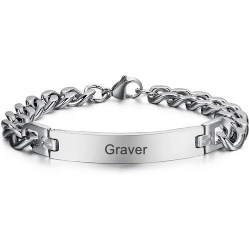 Bracelet Homme Personnalisé Chaîne Gourmette - Classique Bracelet P... on Productcaster.