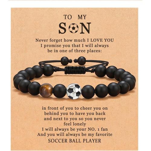 Football Classique Bracelet Cuir Homme Perle Bracelet Pierre Nature... on Productcaster.