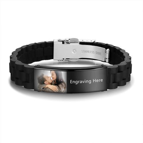 #Noir Bracelet Homme Personnalisé Prénom Gravure Bracelet Photo Rég... on Productcaster.