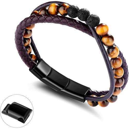 Perle Bracelet Bracelets Homme En Cuir Pour Homme Femme Garçon Magn... on Productcaster.