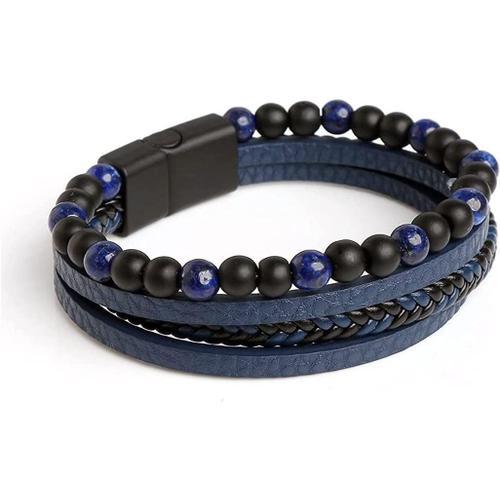 Bracelet Homme Premium Bracelet Acier Inoxydable Bleu Noir Mix Brac... on Productcaster.