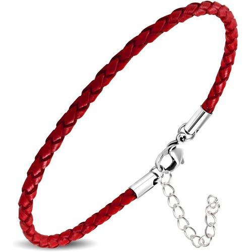 - Bracelet Cuir Fin Rouge Pour Homme Et Réglable Par Extension Zb0377 on Productcaster.