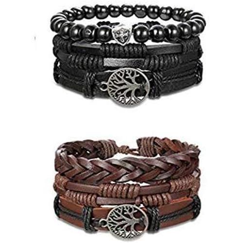 6 Pièce Bracelet Hommes, Bracelets Arbre De Vie Punk, Pour Ensemble... on Productcaster.