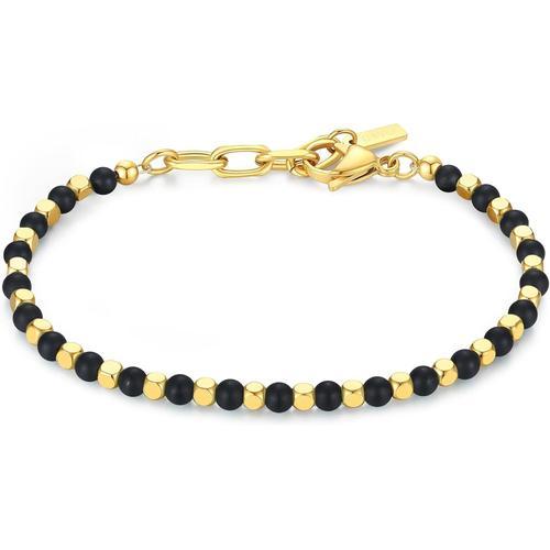 Onyx Mat Bracelet Pierre Homme, Bracelet Acier Inoxydable Plaqué Or... on Productcaster.