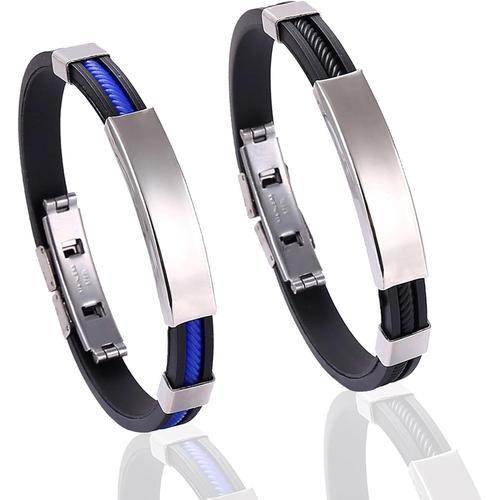 2 Pièces Bijoux Homme Elite Titanion Wristband,Cadeau De Noël D'ann... on Productcaster.