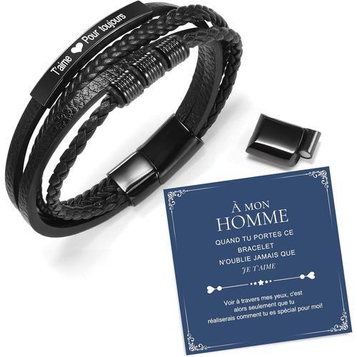 Pour Mon Homme Cadeau Homme Bracelet En Cuir - Idee Cadeau Annivers... on Productcaster.